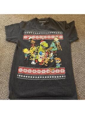 Nickelodeon Women's Grey and Black Tshirt